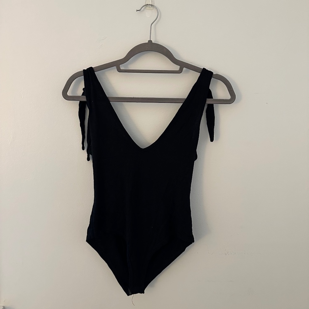 Nasty Gal Black Tie Bodysuit in Size 6